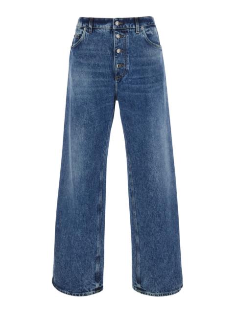 Dolce & Gabbana Dolce & Gabbana Men Blue Jeans With Applied Logo Patch On The Back In Denim Men