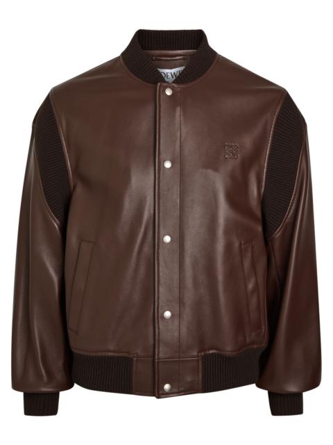 Loewe Loewe Rib-trimmed Leather Bomber Jacket