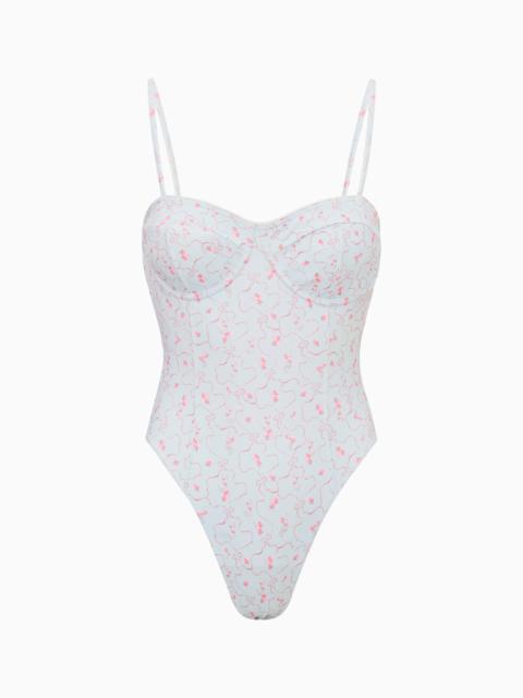 LoveShackFancy Mina Blue Floral One-Piece Swimsuit
