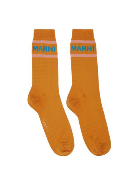 Marni Orange Logo Cuffs Socks