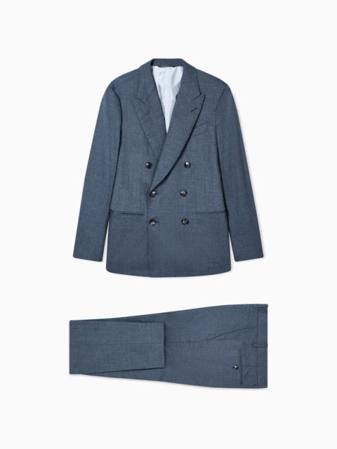 GIORGIO ARMANI NAPOLI LINE DOUBLE-BREASTED SUIT IN MÉLANGE CASHMERE AND SILK