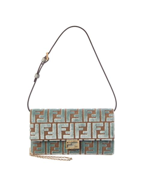FENDI FENDI Baguette FF Velvet & Leather Wallet On Chain