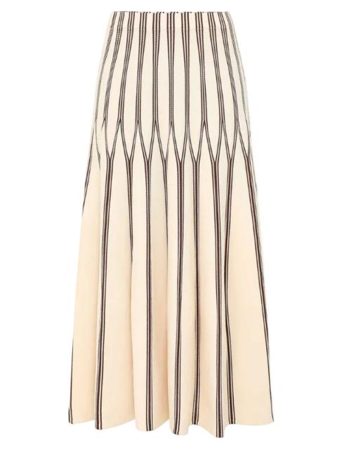 Zimmermann Valiant Striped Midi Skirt in Cream/Chocolate