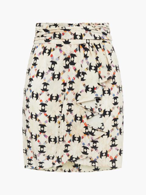 Isabel Marant Wrap-effect draped printed silk-blend crepe de chine mini skirt