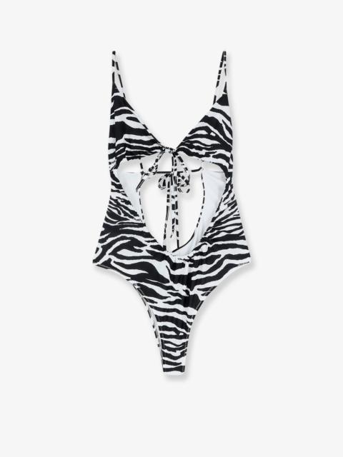 THE ATTICO The Attico One-Piece Swimsuit Zebra Print Black