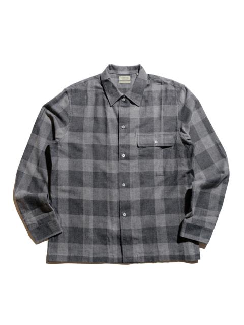 DE BONNE FACTURE Camp Collar Japanese Cotton Grey Tartan
