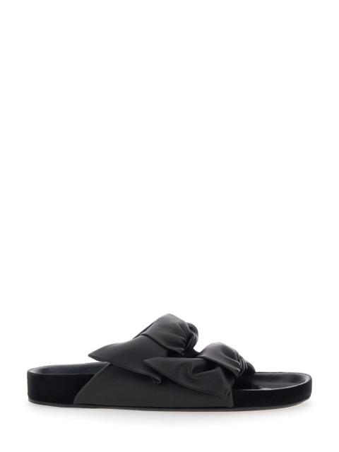 Isabel Marant Isabel Marant Women 'Lennyo' Black Slip-On Sandals With Bow Details In Leather Woman