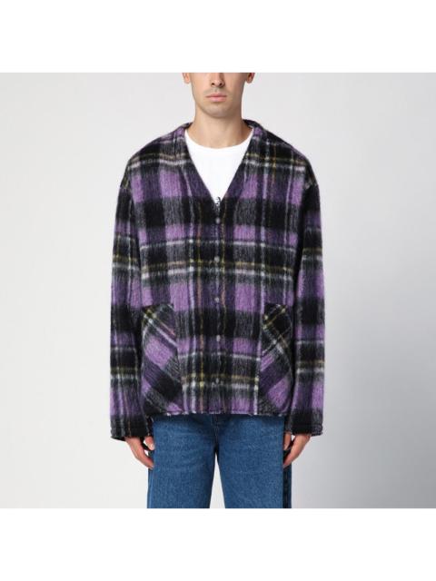 Palm Angels Palm Angels Over Shirt In Violet Check Wool Men