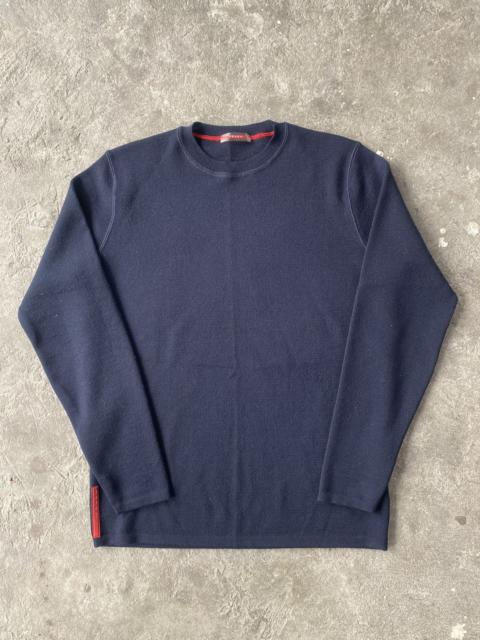 Prada Prada Navy Blue Wool Sweater Red Tab