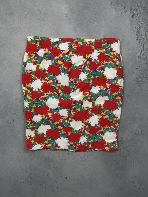 Other Designers Vintage Escada by Margaretha Floral Print Cotton Mini Skirt