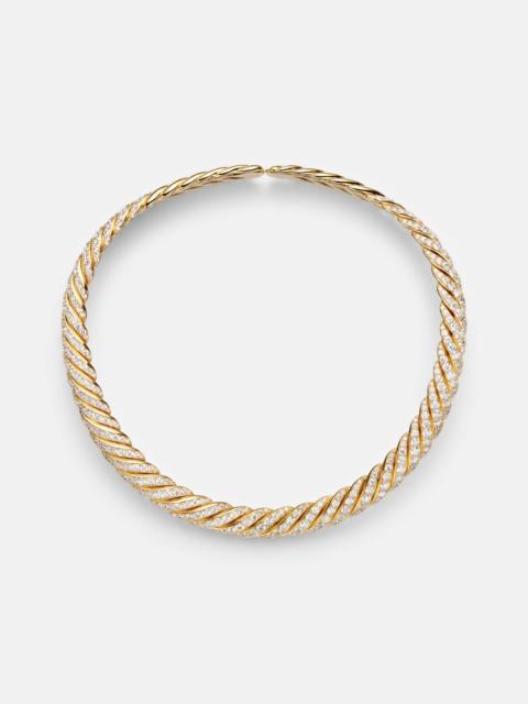 DAVID YURMAN Sculpted Cable 18kt gold necklace with diamonds