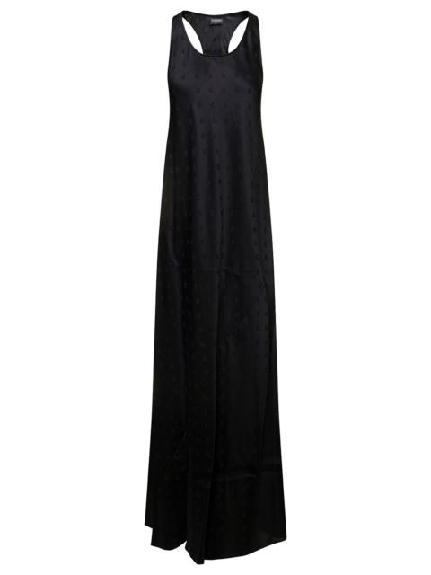 Balenciaga Women Black Long Evening Dress With Logo Motif All-Over In Viscose Woman