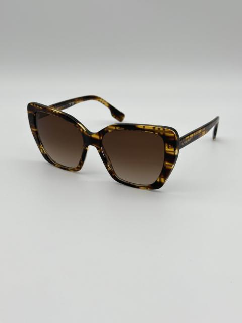 Burberry BRAND NEW BURBERRY BE4366 Tamsin 398113 Top Check/Striped Brown Sunglasses