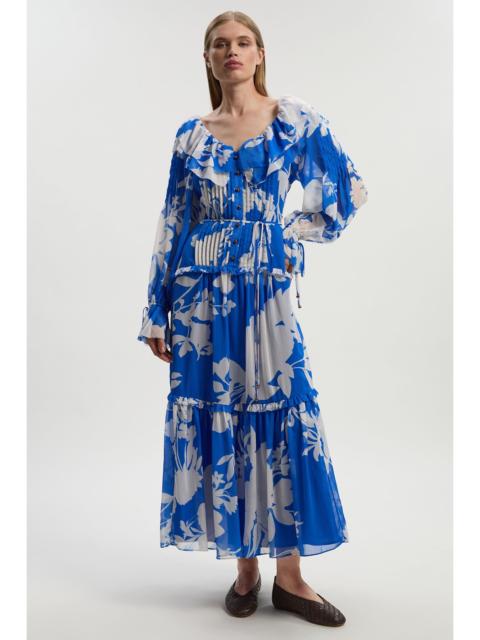KAREN MILLEN Printed Georgette Ruffle Woven Maxi Dress