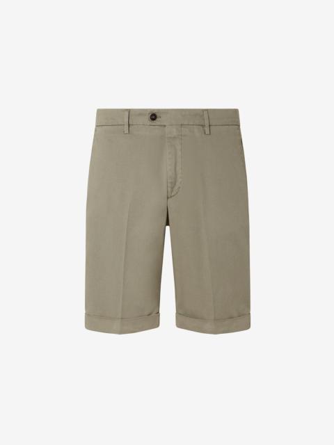 CORNELIANI Khaki stretch lyocell cotton Bermuda shorts