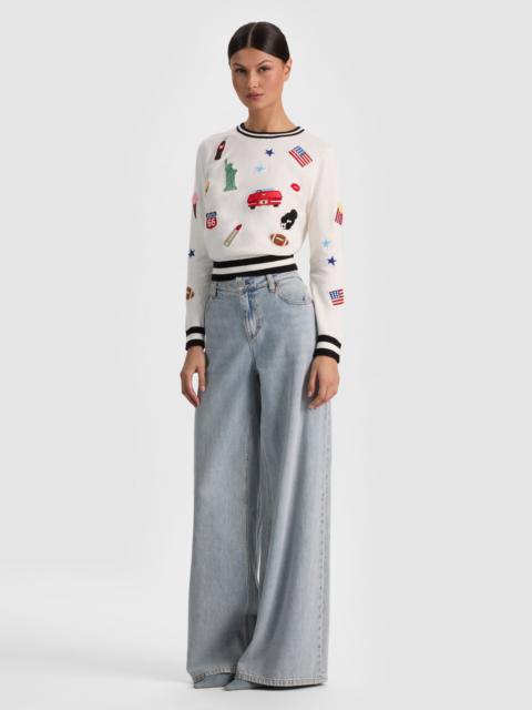 Alice + Olivia CAROLANN AMERICANA SHRUNKEN PULLOVER