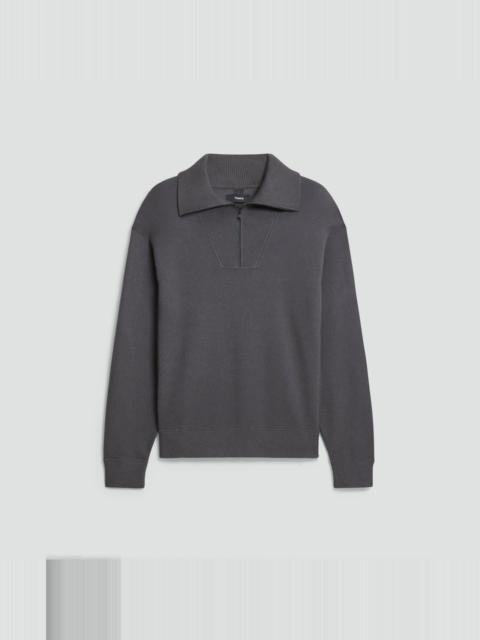 Theory Relaxed Quarter-Zip Sweatshirt in Wool Bilen