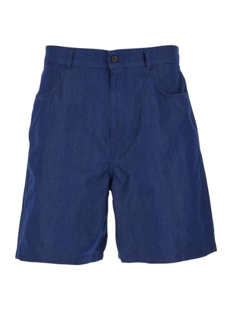 Givenchy Givenchy Men Blue Bermuda Shorts With Logo Print On The Back In Cotton Blend Man