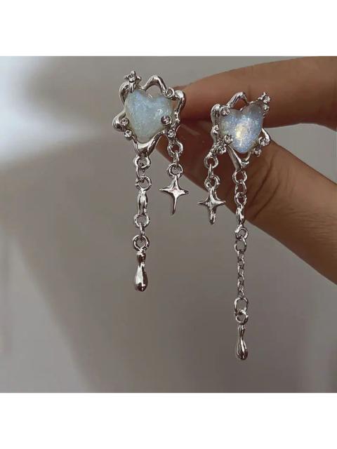 Streetwear - Irregular Heart Tassel Star Earrings