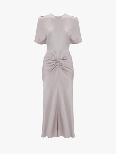 Victoria Beckham Gathered Waist Midi Dress In Heather