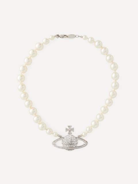 Vivienne Westwood Silver-Tone One Row Pearl Bas Relief Choker Necklace