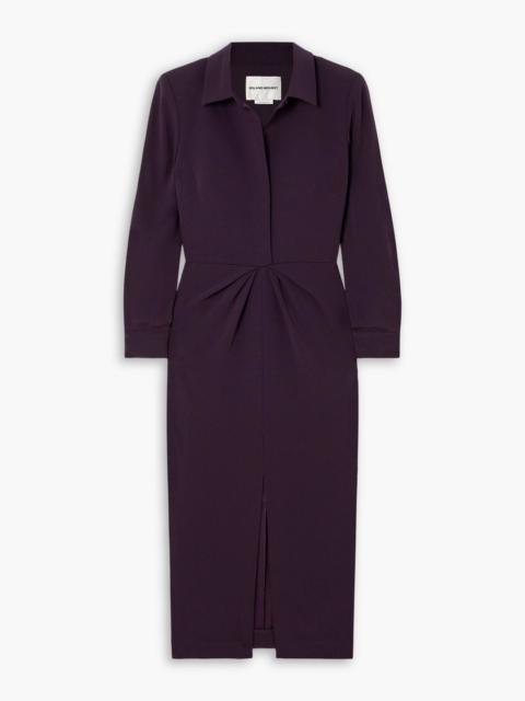 ROLAND MOURET Gathered crepe midi shirt dress