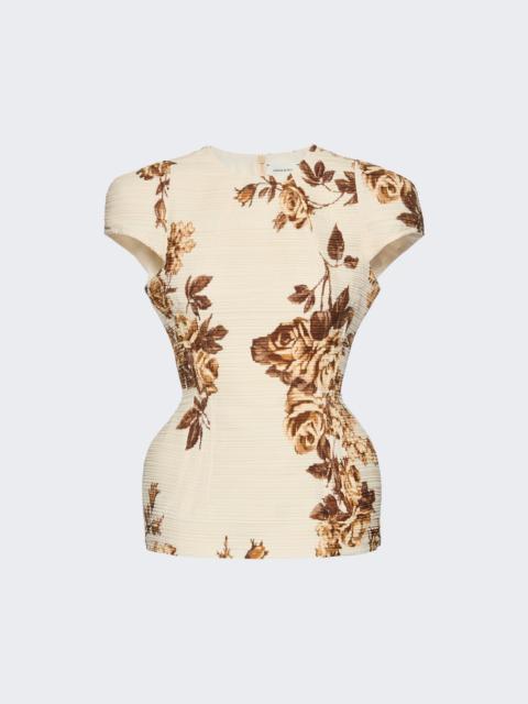 MAGDA BUTRYM Fitted Floral Print Top Cream