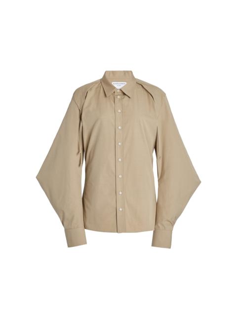 Bottega Veneta Cape-Sleeve Cotton-Blend Poplin Shirt neutral
