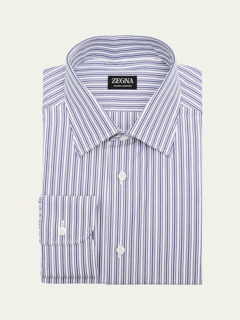 ZEGNA Men's Trofeo Comfort Cotton Stripe Point Collar Dress Shirt