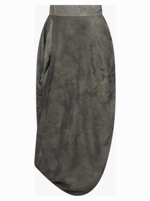 UMA WANG GINK FLORAL PRINT ASYMMETRIC MIDI SKIRT | DARK GREEN