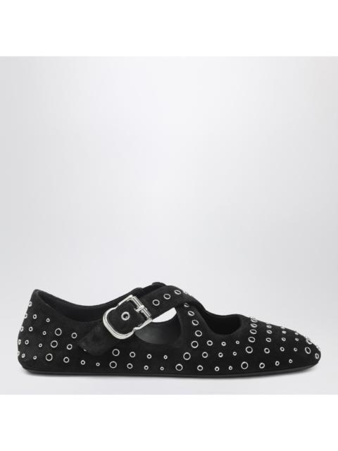 Alaïa Alaia Flat Ballerinas In Suede With Crossed Straps And Eyelets Women