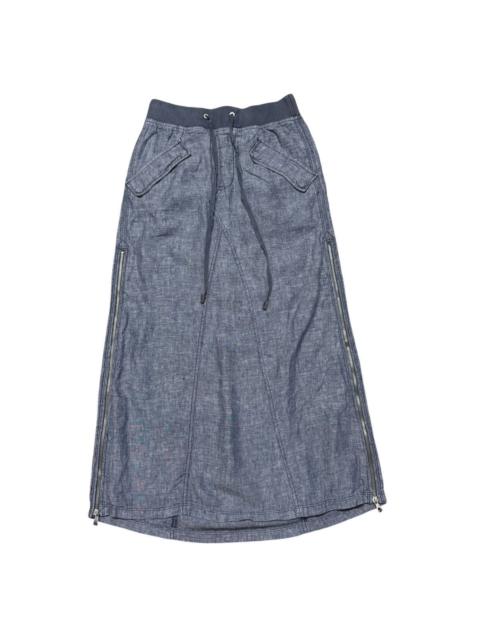 Other Designers Le Grande Bleu (L.G.B.) - G.O.A Military Denim Midi Skirt Zipper