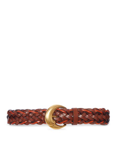 Etro Etro Women Woven Leather Belt With Gold Buckle