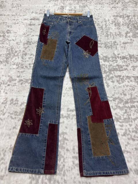 Hysteric Glamour No Boundaries Y2K Patchwork Velvet Bootcut Flare Denim Jeans