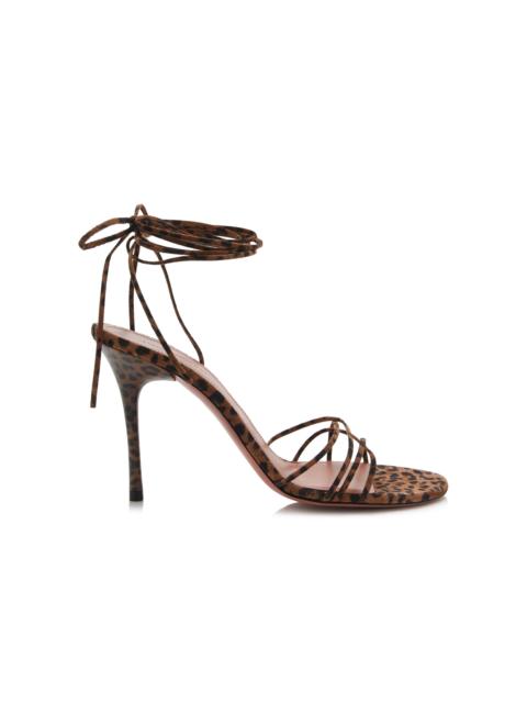 Amina Muaddi Lori Lace-Up Leopard Suede Sandals animal