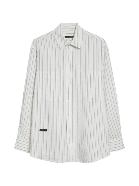 Song for the Mute SONG FOR THE MUTE Pleated Boxy Stripe Dobby Button-Up Shirt in White at Nordstrom