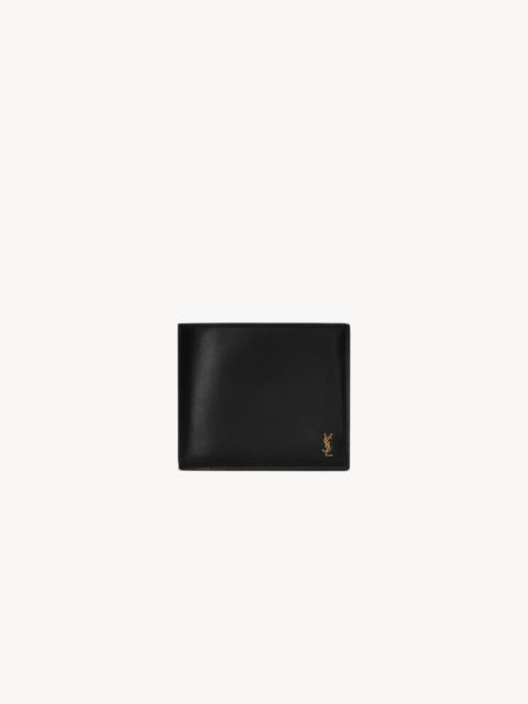 SAINT LAURENT TINY CASSANDRE EAST/WEST WALLET WITH COIN PURSE IN SHINY LEATHER