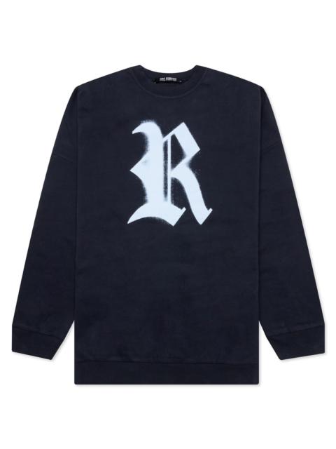 Raf Simons CREWNECK SWEATER W/ R PRINT - DARK NAVY