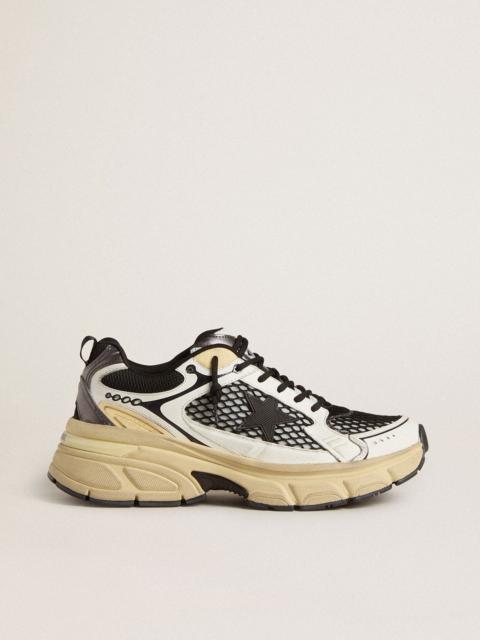 Golden Goose Women’s Lightstar in white leather and black mesh with black TPU star