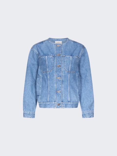 Loulou de Saison Rima Collarless Denim Jacket Washed Light Blue