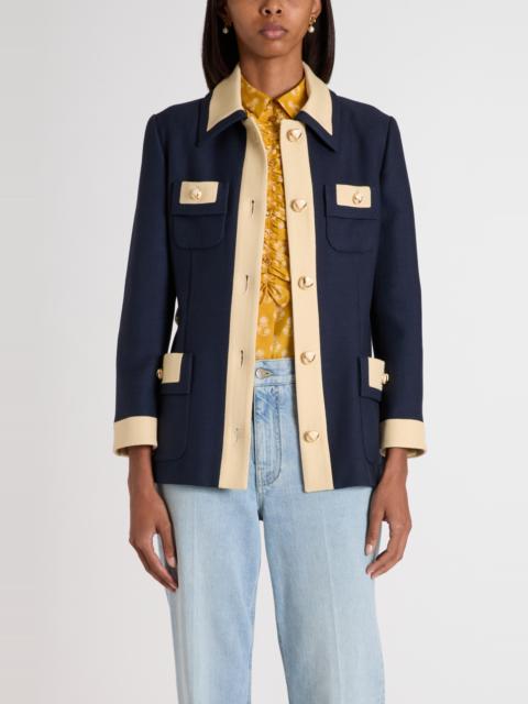 Valentino Valentino Garavani Caban Belted Jacket in Brown/Blue at Nordstrom