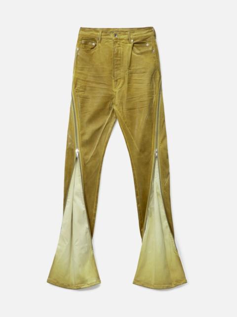 Rick Owens DRKSHDW BOLAN BANANA IN OCHRE FOIL STRETCH DENIM