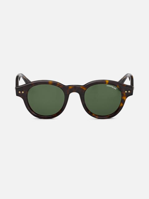 Montblanc Round Sunglasses with Havana-Colored Acetate Frame