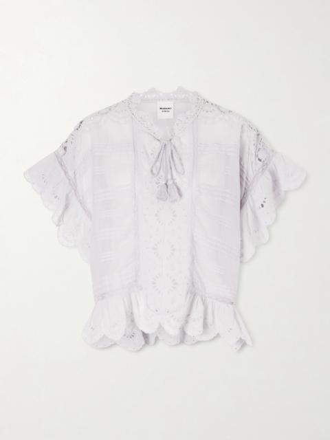 Isabel Marant Étoile Payton Lace-trimmed Embroidered Cotton Blouse