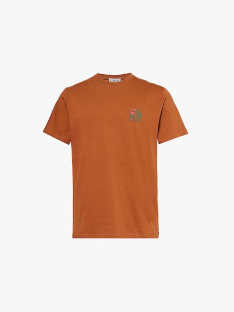 Monogram-embroidery crew-neck regular-fit cotton-jersey T-shirt