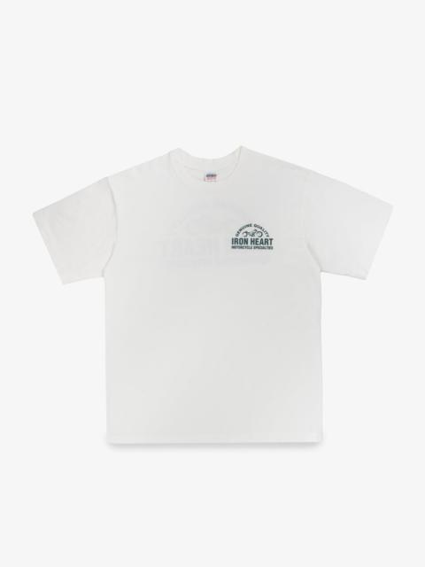 Iron Heart 7.5OZ PRINTED LOOPWHEEL CREW NECK T-SHIRT - WHITE
