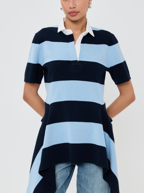Monse Striped Cascade Half Placket Knitted Top