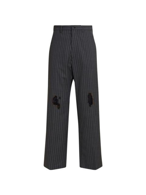 Marni distressed-effect striped trousers