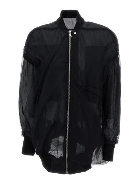 Rick Owens Rick Owens Women Black Jacket With Tulle Design In Technical Fabric Woman