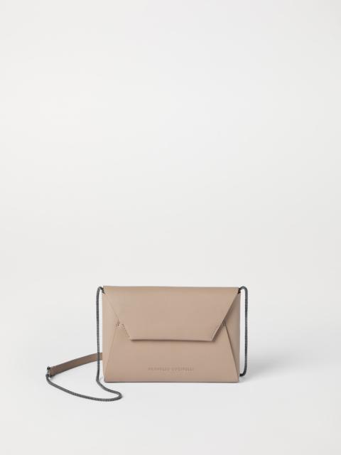 Brunello Cucinelli BC Duo pochette in calfskin with precious chain